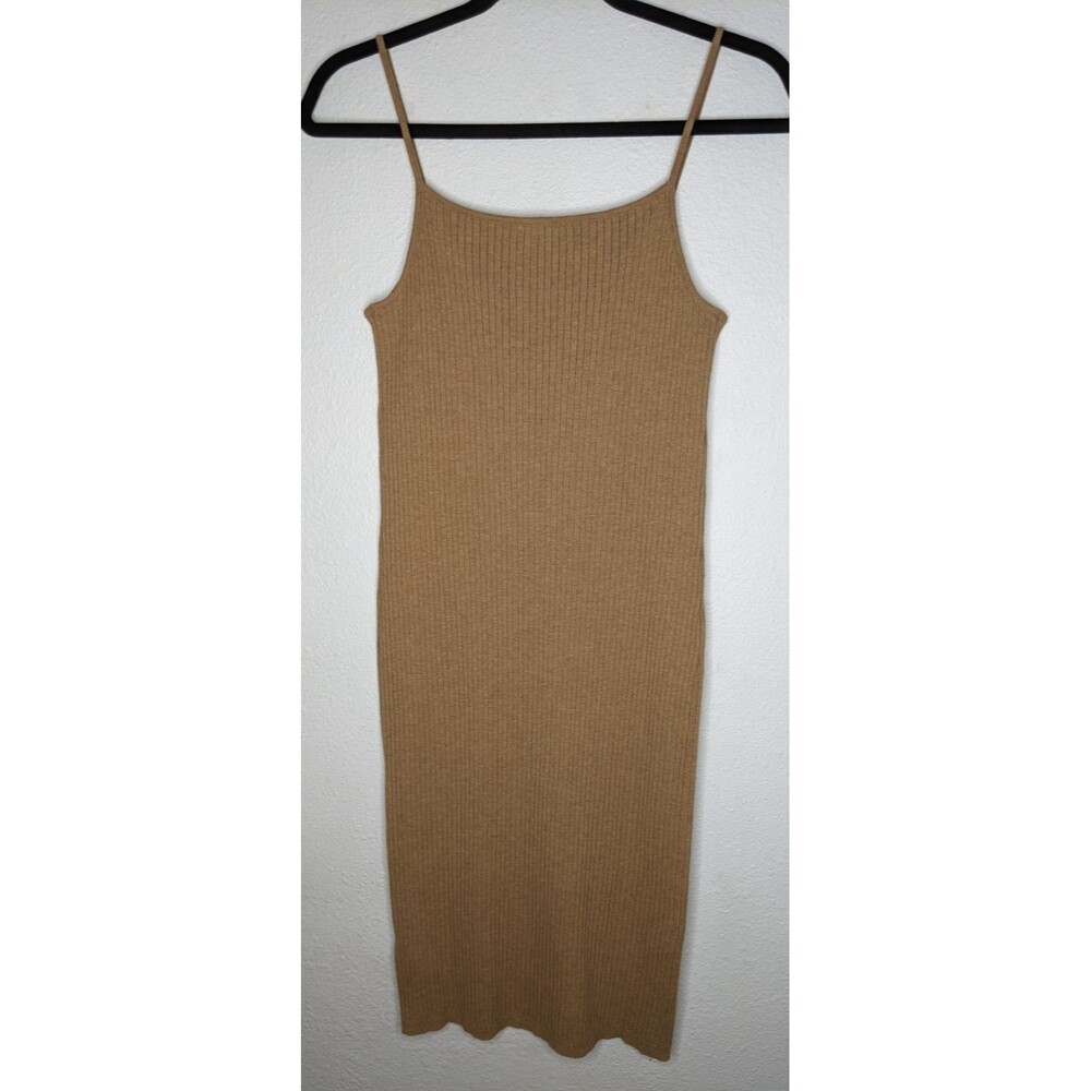BANANA REPUBLIC Beige Ribbed Camisole Strappy Sleeve Fitted Dress Small  $129 - Picture 6 of 10